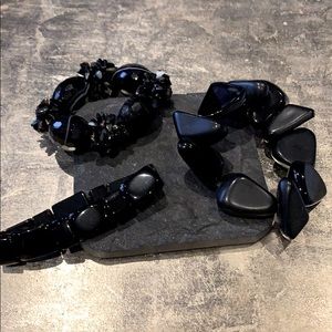 Black beaded bracelet set